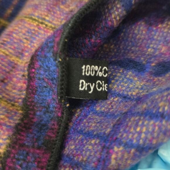 100% Cashmere Purple Navy Design Scarf Headdress Decor - Picture 4 of 5